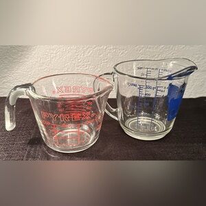 Vintage Anchor Hocking And Pyrex Measuring Cups 2c And 1c